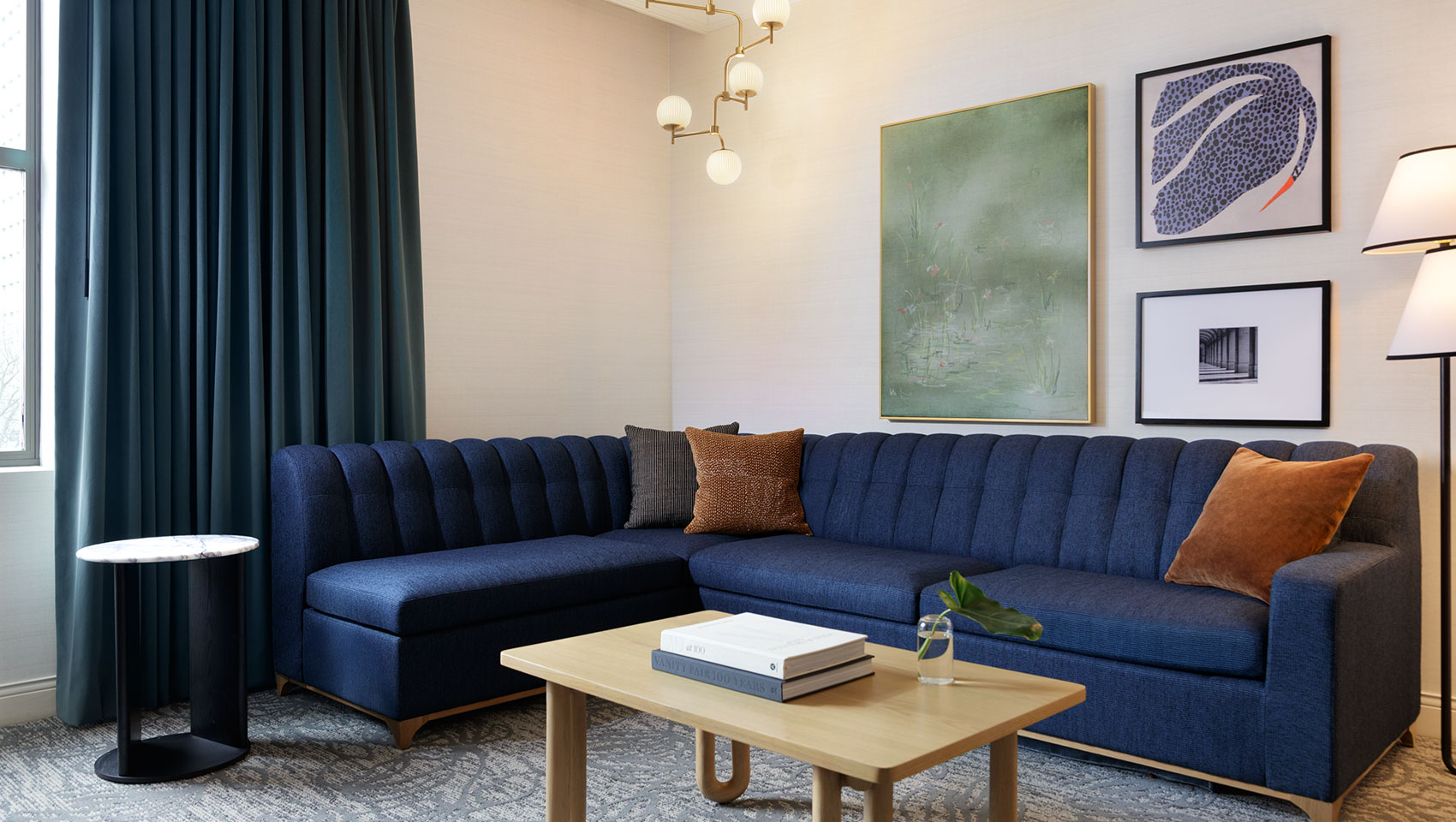 Couch in 1 Bedroom Suite at Kimpton Hotel Monaco Philadelphia