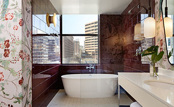 Renovated Monaco Philadelphia King Corner Spa bathroom