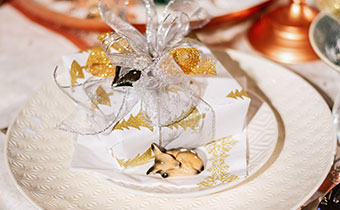 small holiday gift on a plate