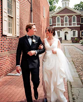 Bride and Groom walking around Old City